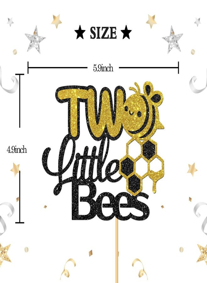 إنورو زينة كعكة على شكل نحلتين صغيرتين من إنورو، ديكور حفلة استقبال مولود جديد بثيم النحل، حفلة توأم، لوازم تزيين حفلة عيد ميلاد التوأم الأول والثاني، بريق - Image 2